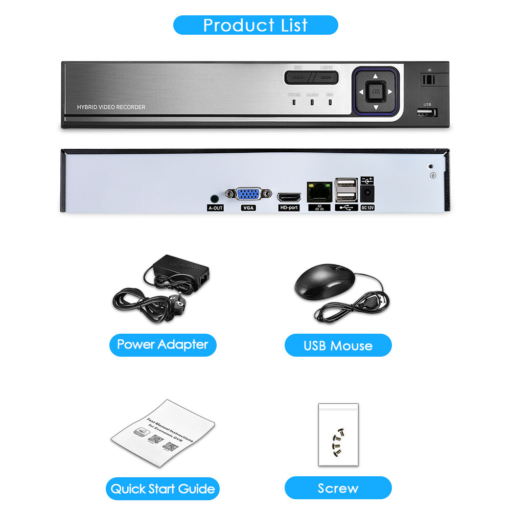 9CH Network Video Recorder HD 8MP H.264/H.265 for CCTV Security ip camera