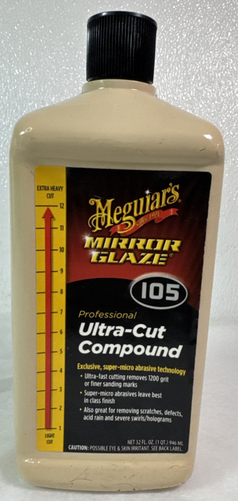 Meguiar’s Mirror Glaze M105 Ultra-Cut Compound, Car Rubbing Compound 32 Oz