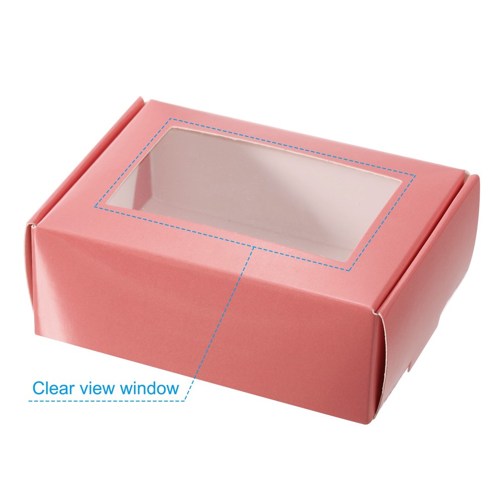 30 Pack 3.5"x2.5"x1" Paper Soap Box with Window Soap Boxes Rectangle Pink
