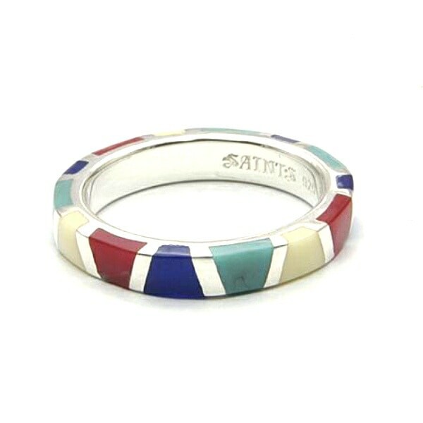 SAINTS Multicolor Resin Ring in Sterling Silver 925