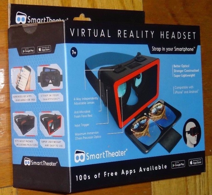 Smart Theater Virtual Reality Headset Black Strap iPhone Android Smartphone New