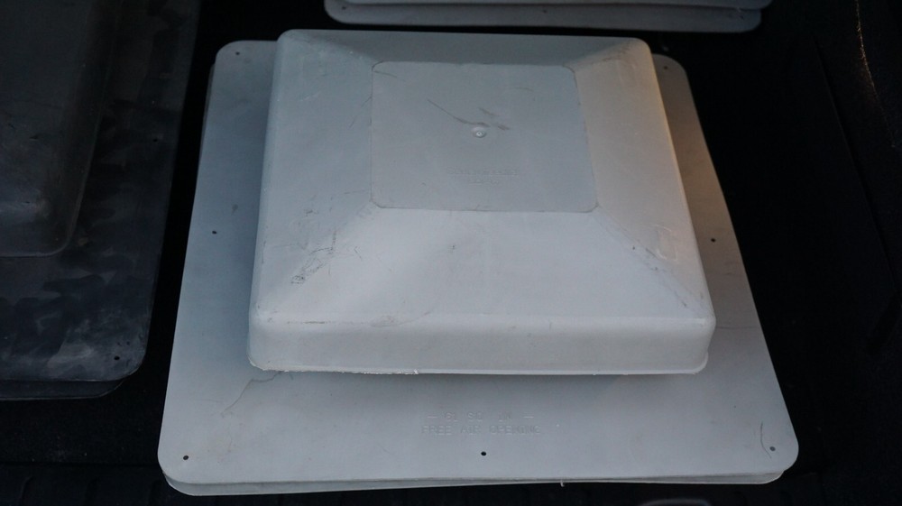 ROOF VENT,SQUARE,GRAY PLASTIC Square Roof Ventilators - 17" x 18" gray plastic