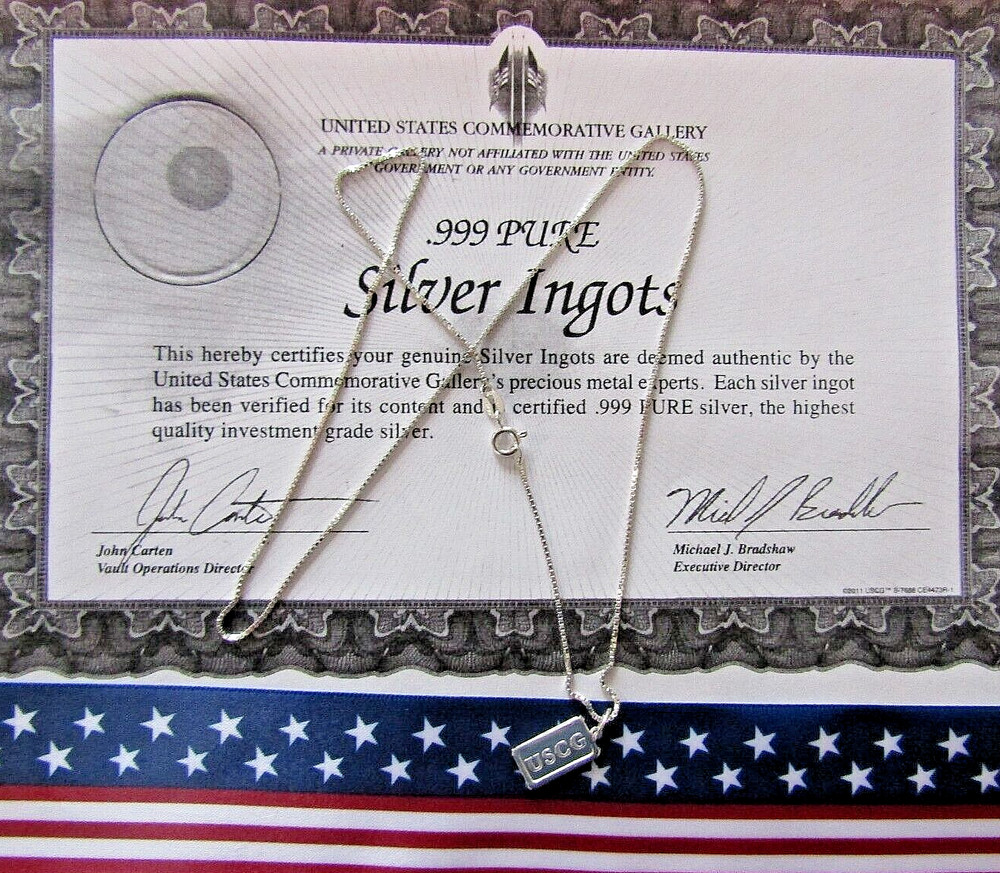 silver bar necklace 1 gram & .925 chain complete