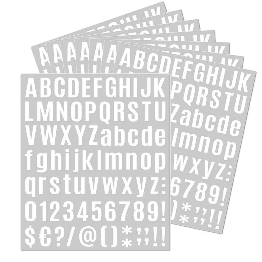 8 Sheets White 1 Inch Self Adhesive Vinyl Letters 7.6 x 9 inches,
