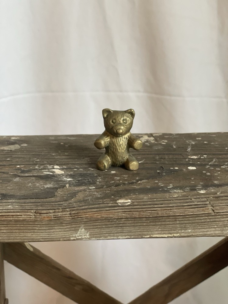Miniature Vintage Brass Teddy Bear