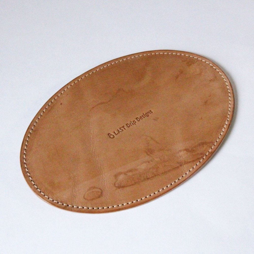 Vegetable-Tanned Cowhide Leather Coaster (Oval)