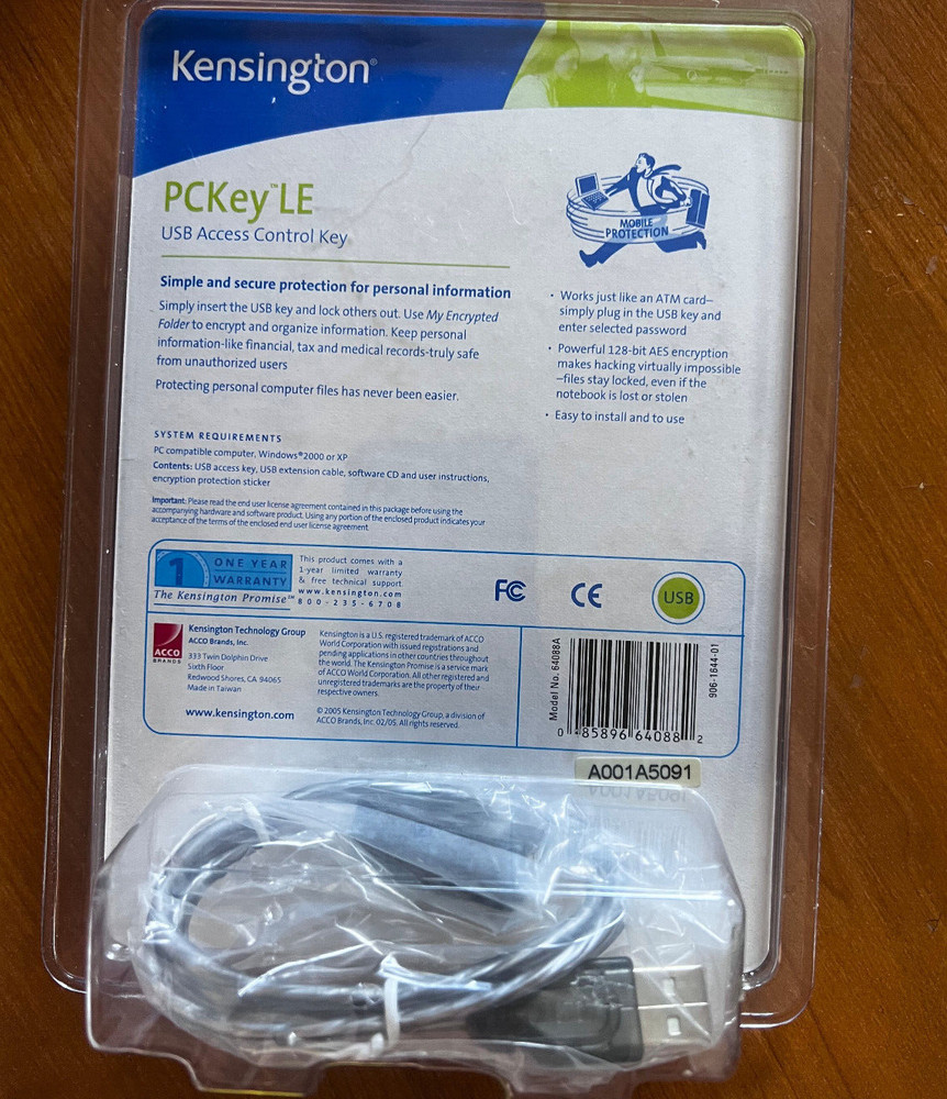 Kensington PCKey LE USB Lock Security Key for Notebook Information Protection