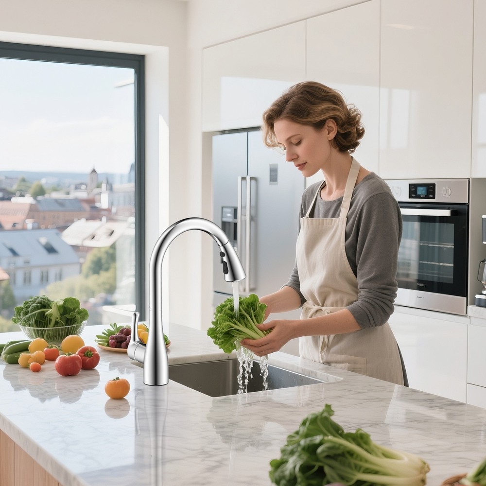 Curved Pull Down Kitchen Faucet Head Replacement 3-Function Kitchen Sink Spray