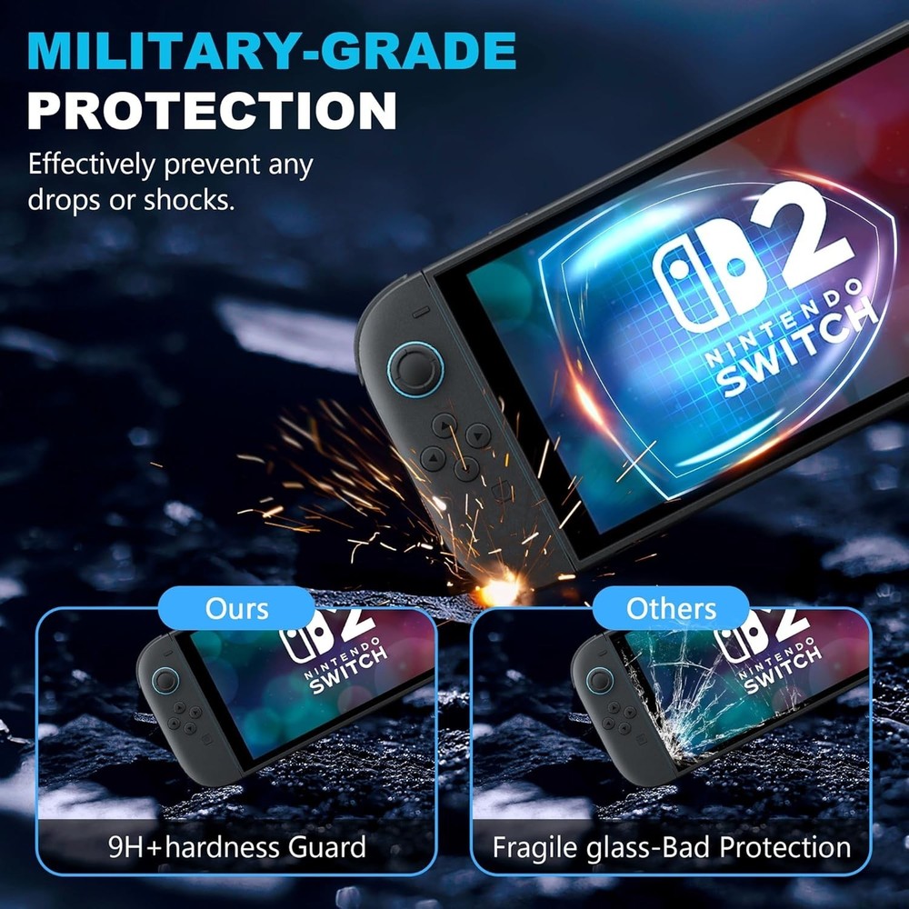 Tempered Glass Screen Protector - Anti-Scratch & Dust Resistant for NS Switch 2