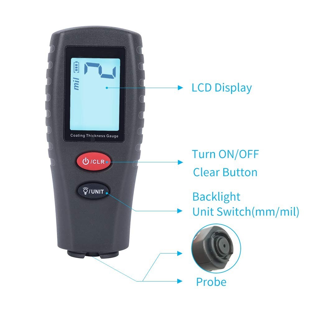 Portable Paint Thickness Tester for Automotive Use with Data Hold Function