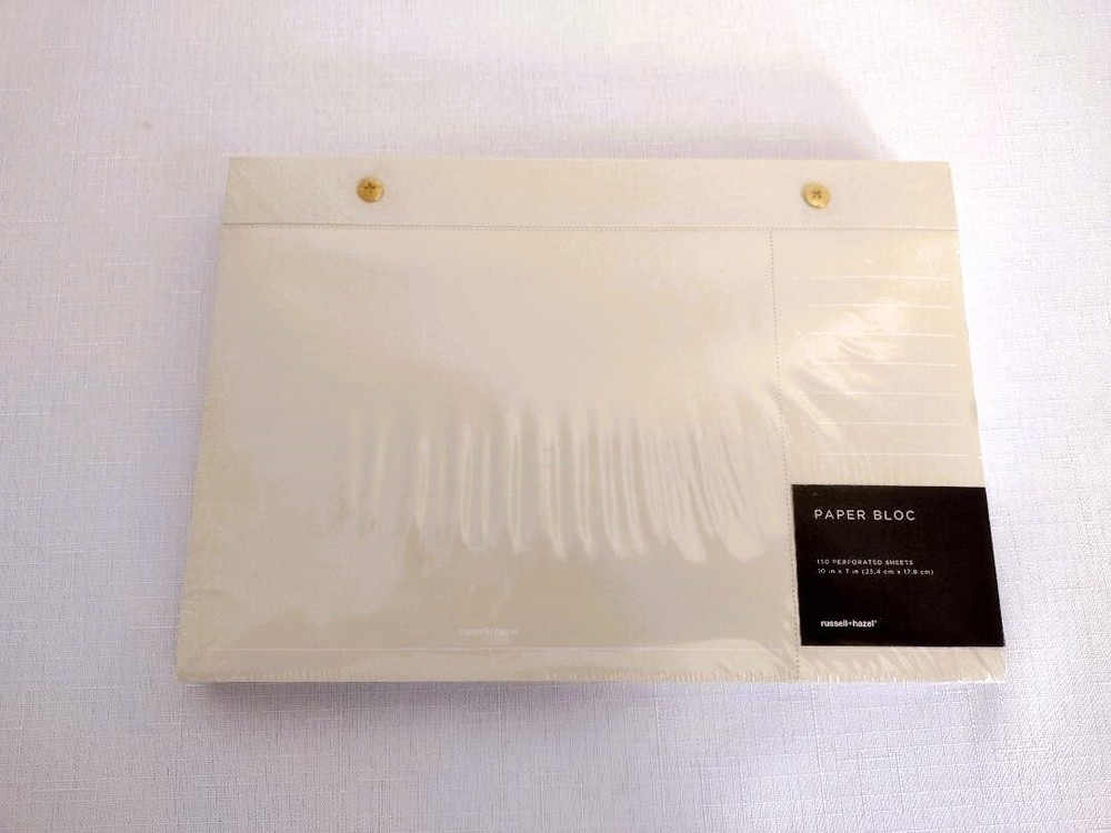 Russell+Hazel Riveted Paper Bloc Notepad 10" x 7" 150 Sheets Bone/Neutral NWT