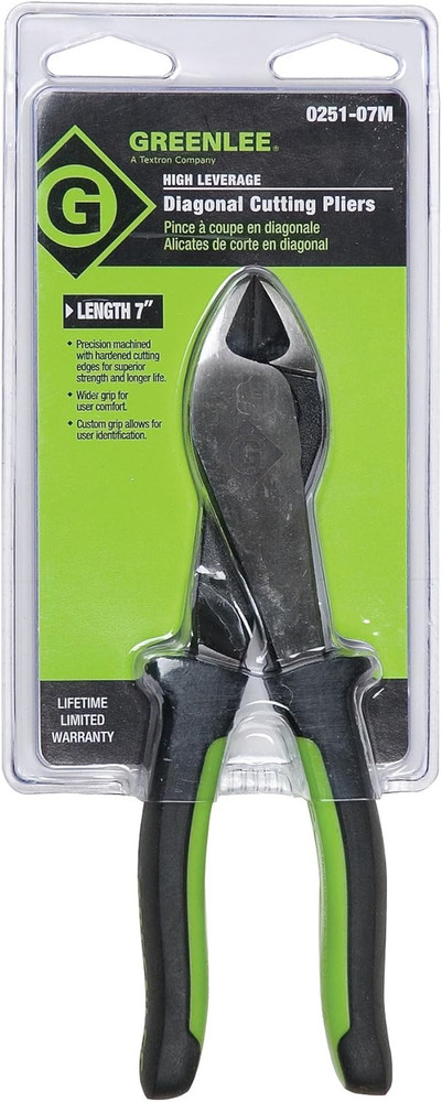 0251-07M Diagonal Cutting Pliers, Mini Molded Grip, 7"