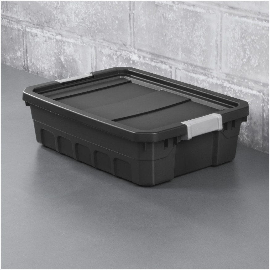 10 Gallon Stackable Storage Bins W/ Latch Lid Durable Plastic Tote 6 Count Box