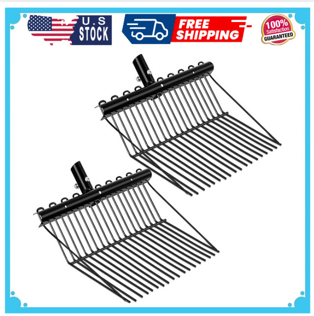 2 Pcs Metal Fork Head Manure Pitch Fork Replacement Head Horse Rake Bulk ...
