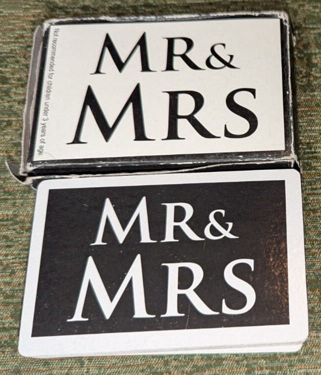 Vintage Mr. Mrs White Black Wedding Party Playing Cards Deck