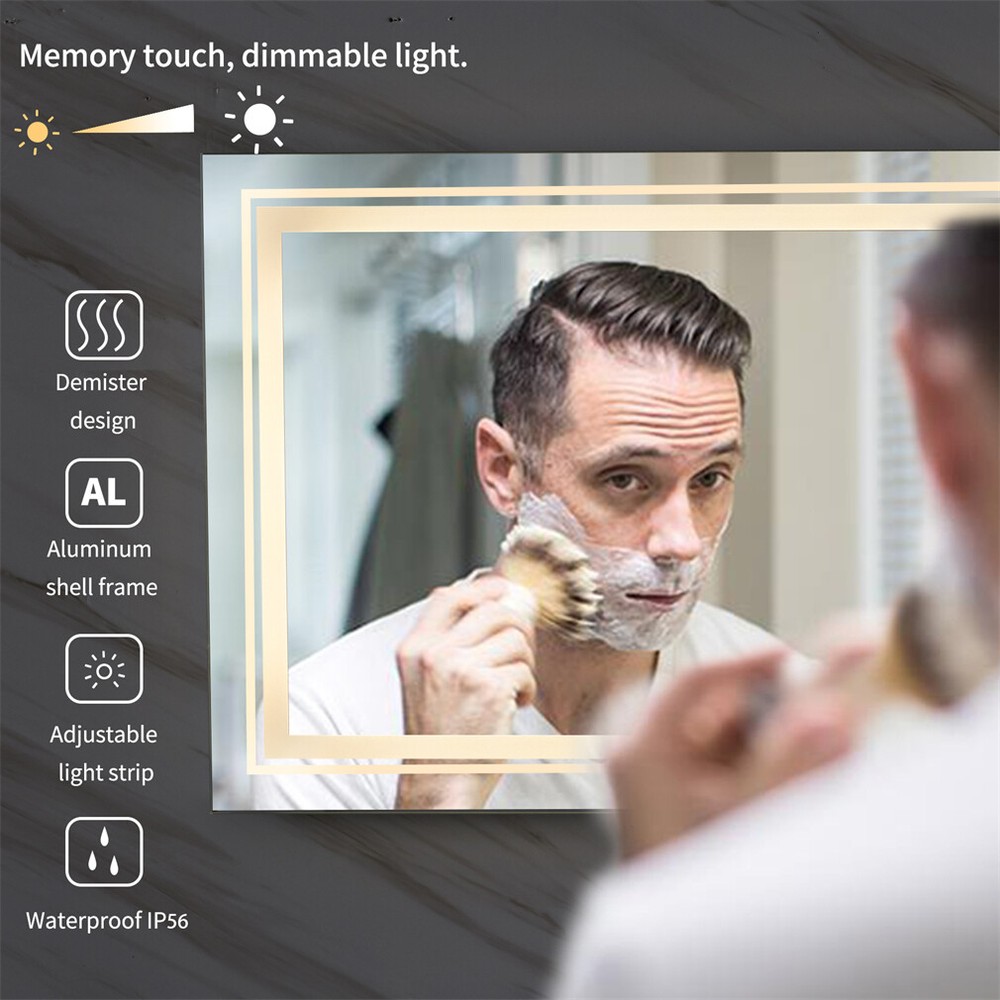 Full-Length Makeup Dressing Mirror LED Lighted Wall Mounted Bathroom Mirror