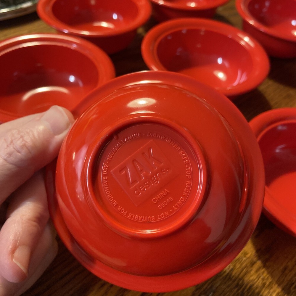 Set 8 ~ Zak Designs RED Melamine Bowls 4 1/4”