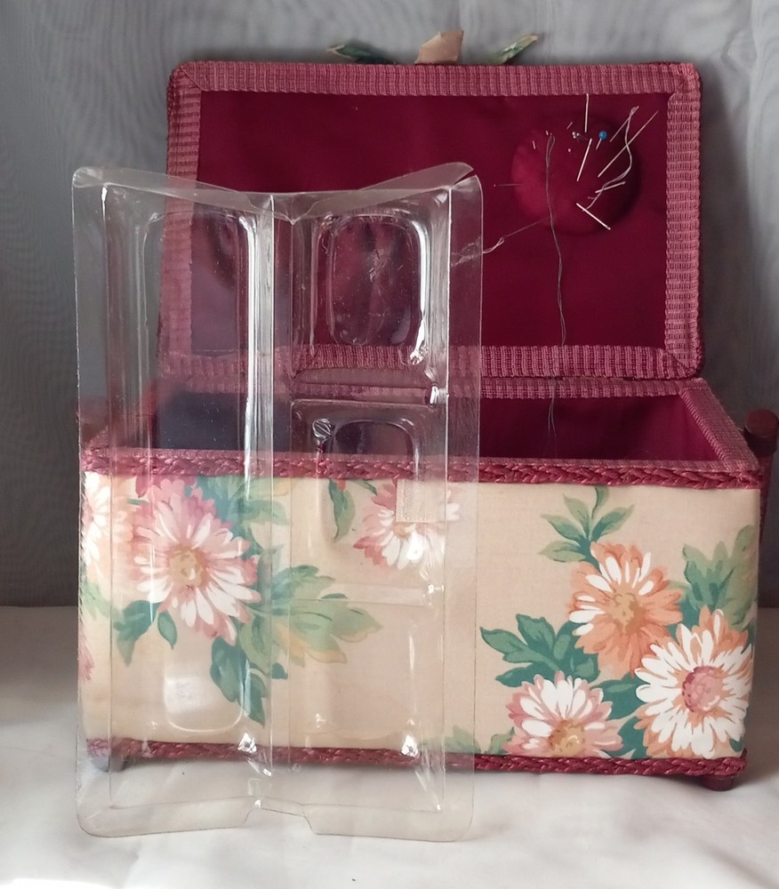 Fabric Craft Sewing Basket Box Rectangular Fabric Covered Storage Box #W-S