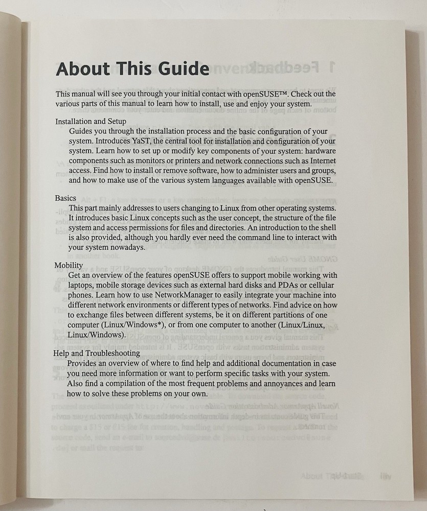openSUSE 10.2 Start-Up Guide Novell (2006) Linux Manual Softcover, VG Clean