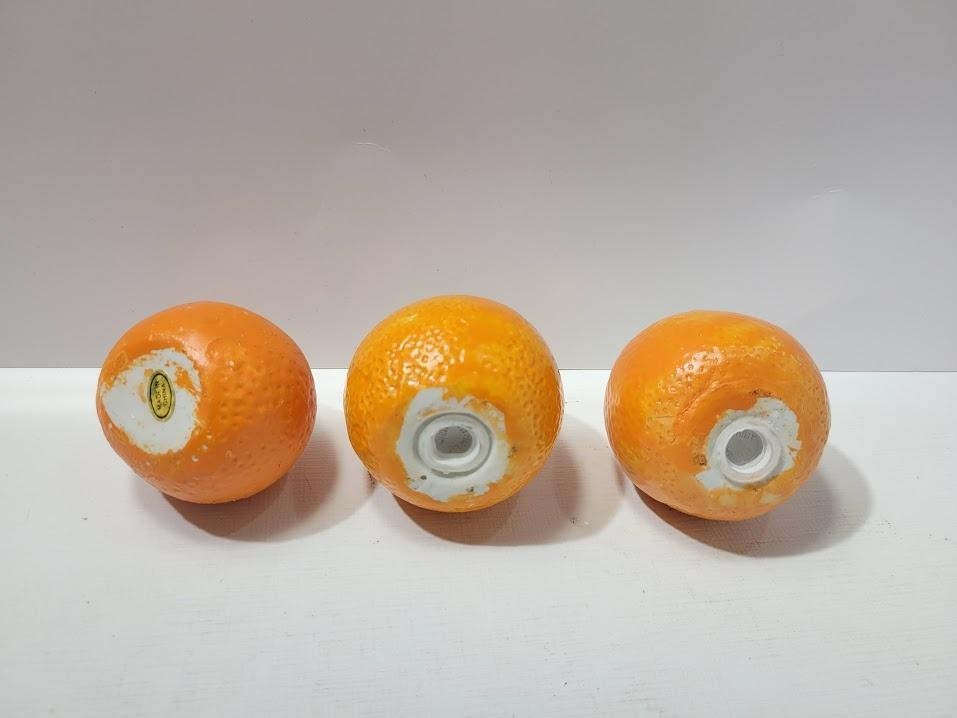 Vintage Orange Fruit Salt Pepper Shakers 3Pc Set Ceramic Kitchen Retro Decor