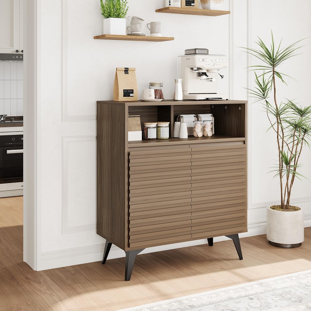 Fluted Storage Cabinet ,Sideboard Buffet Cabinet with Storage Adjustable Shelves