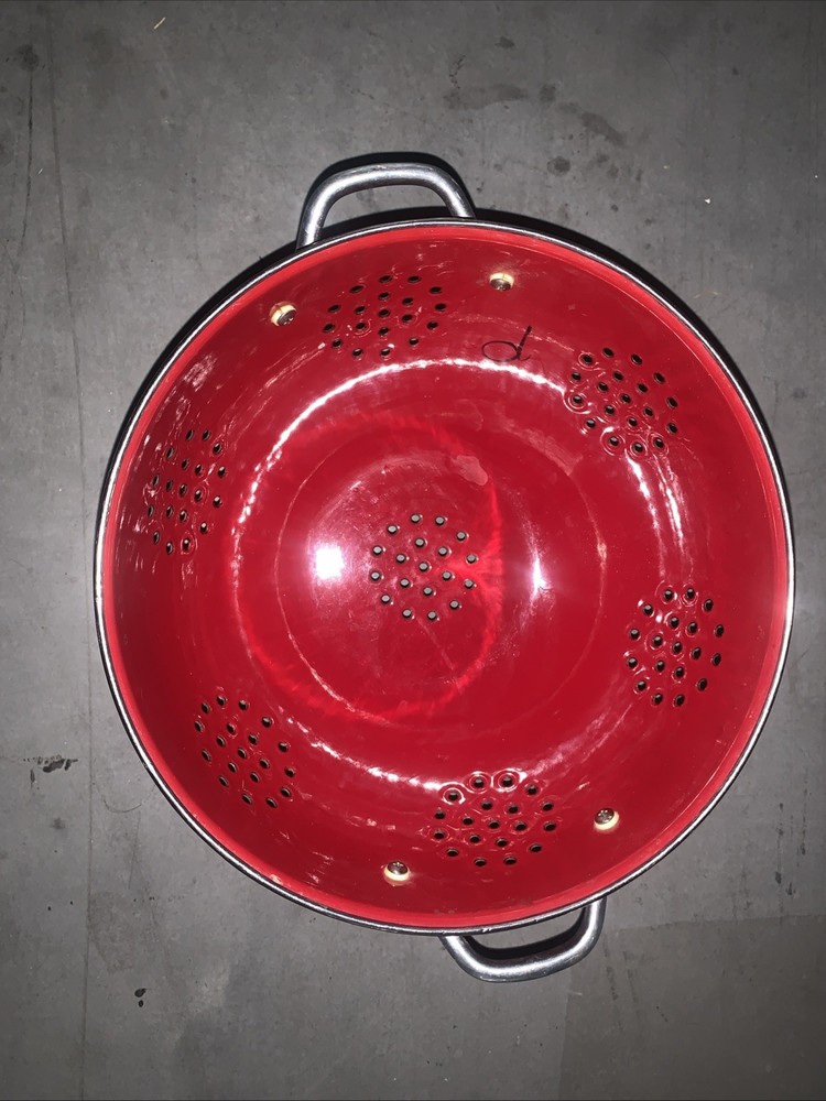 Vintage red enamel Colander