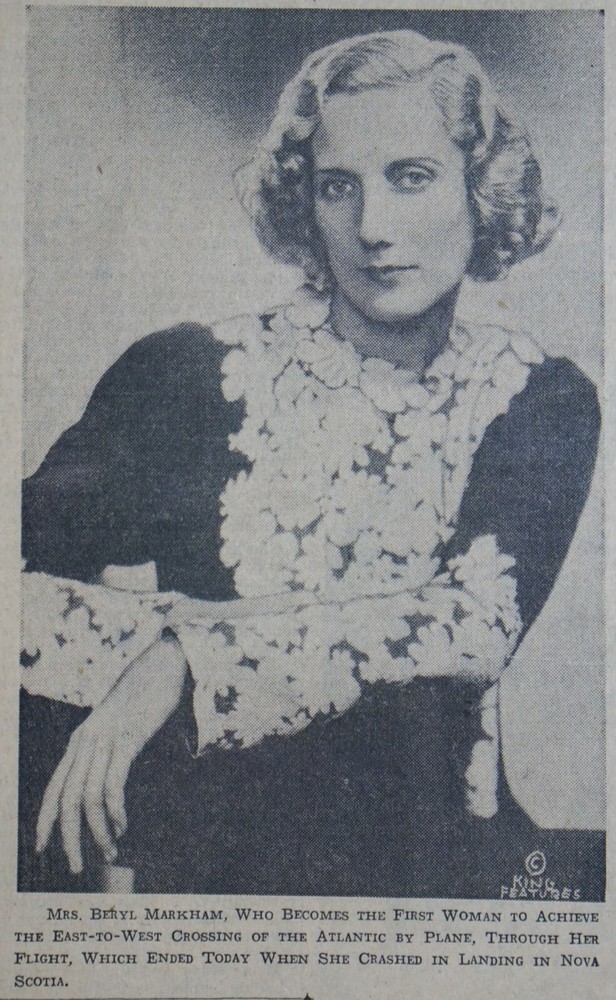 1936 Newspaper Front Pages - Beryl Markham Ends Transatlantic Flight With Crash