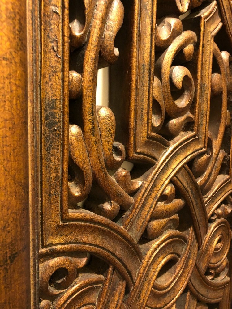 MASSIVE Balinese Style Art Deco Mirror, rustic bronze