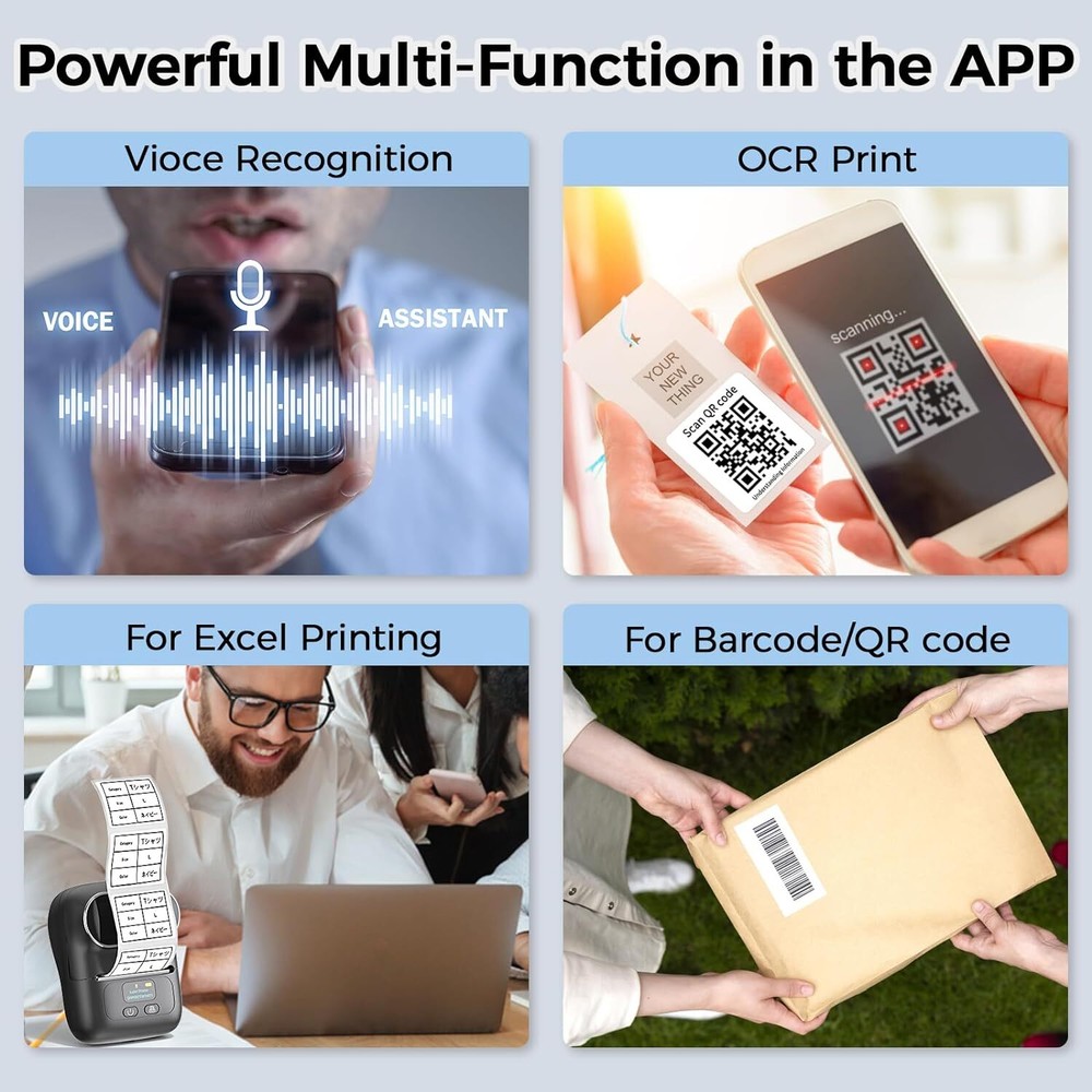 Phomemo M110 Thermal Label Maker Mobile Barcode Printer +1 Roll Label Gray Color