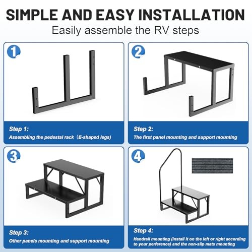 RV Steps Spa Steps with Handrail - 2 Step Hot Tub Steps 2 Steps with 1 Handrail