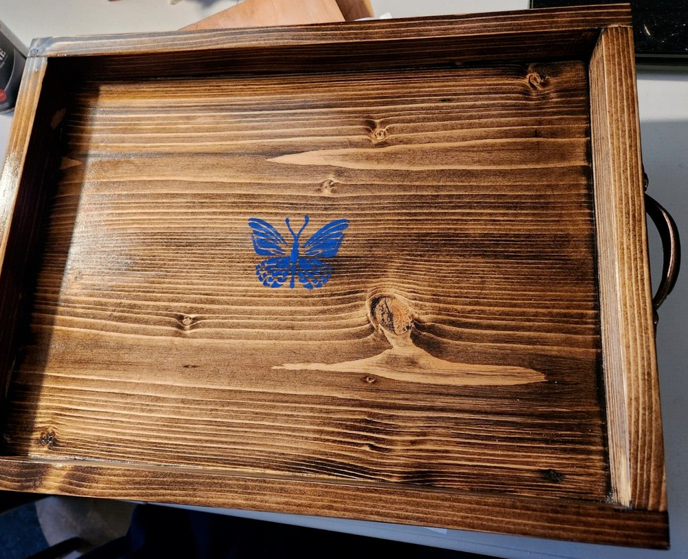Wood serving tray