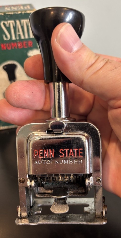 VTG Penn State Auto Number Automatic NUmbering Machine W/ Original Box Paperwork