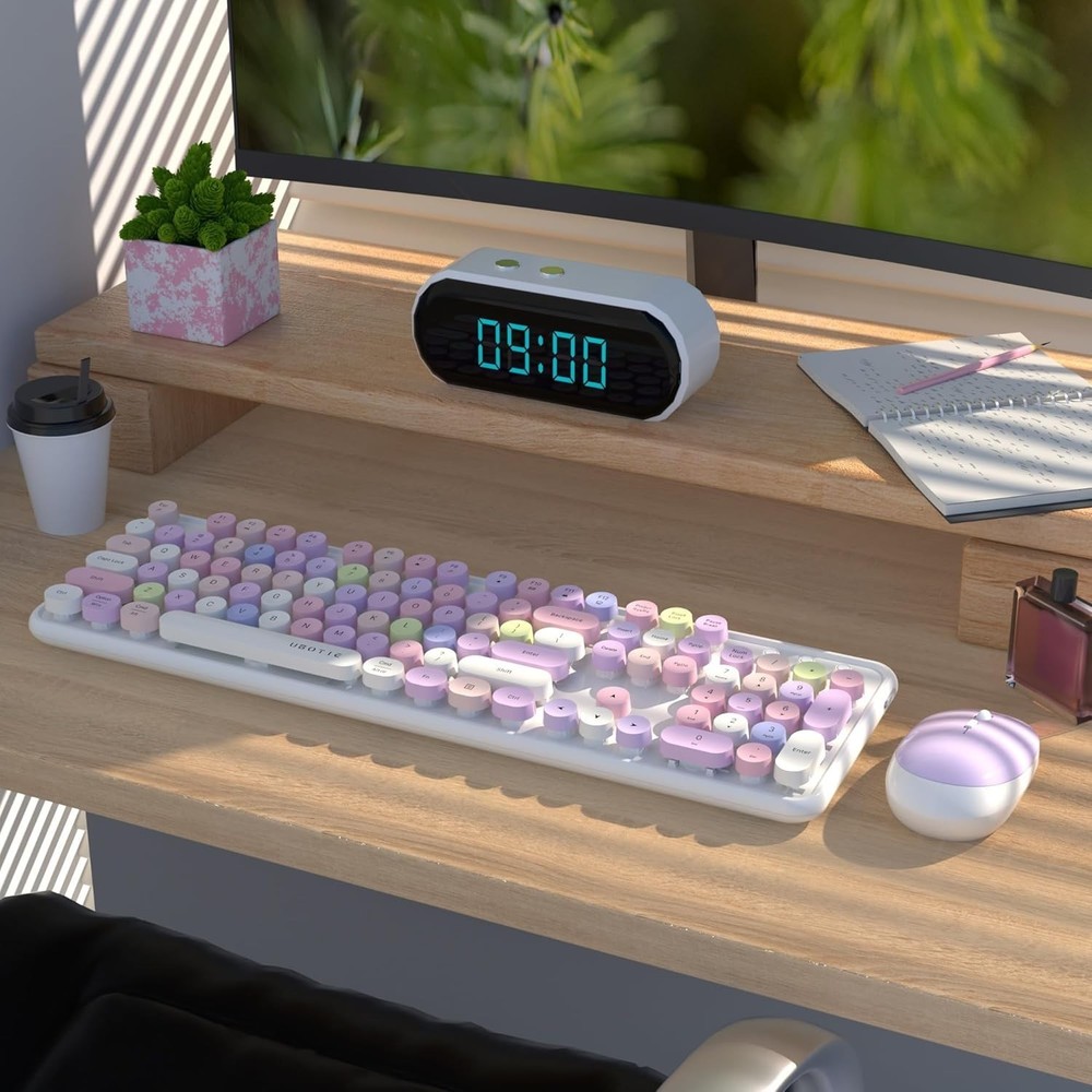 Colorful Computer Wireless Keyboards Mouse Combos Office Full-Sized Keyboard