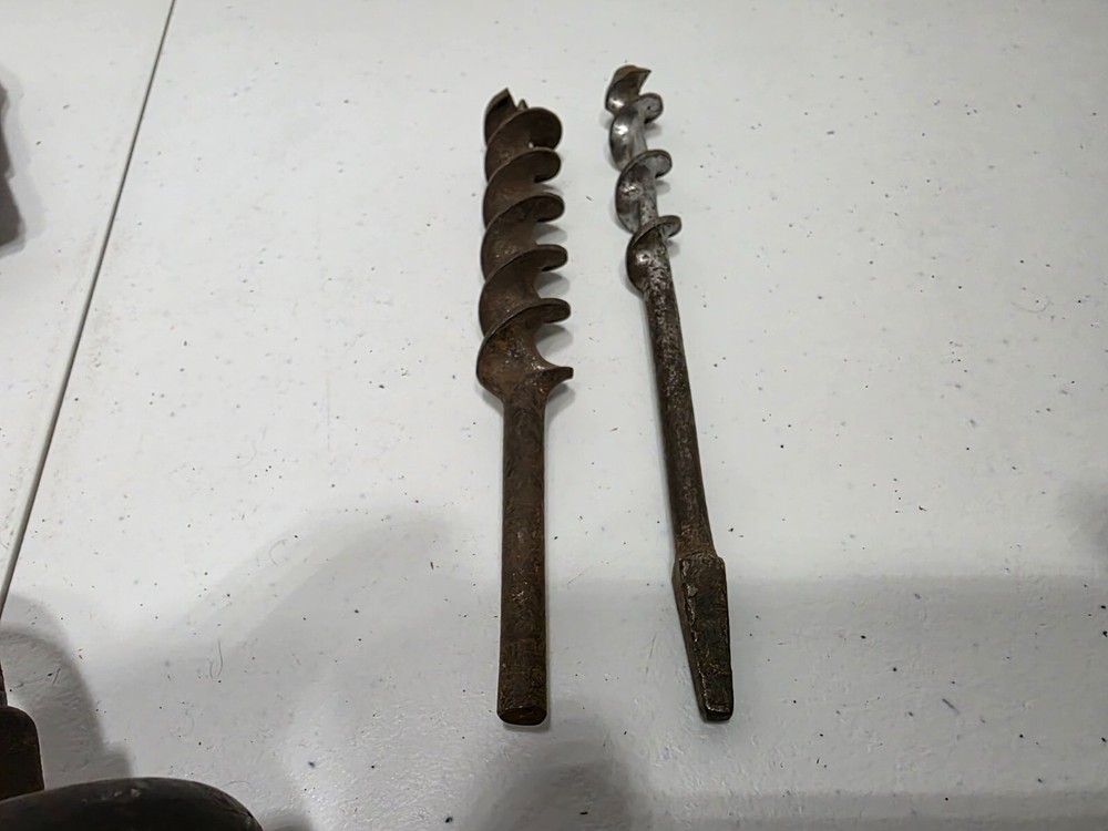 Vintage Hand Drill with 2 Bits / 13" Overall