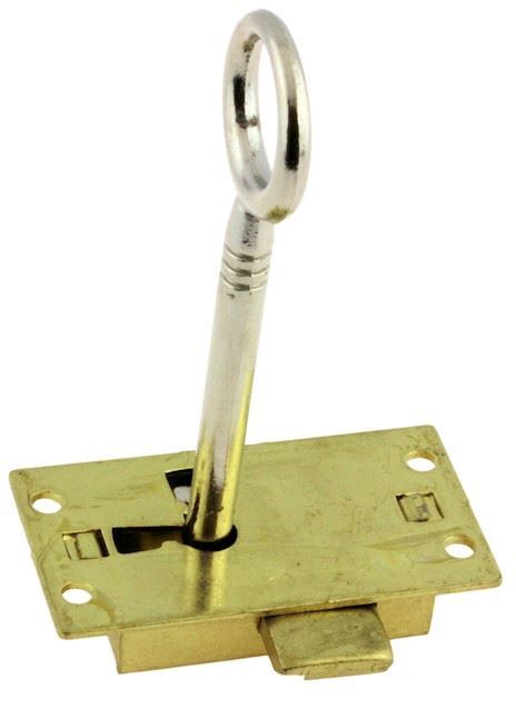 Heavy Duty Surface Mount Cupboard Lock & Key - Brass Plated L68841