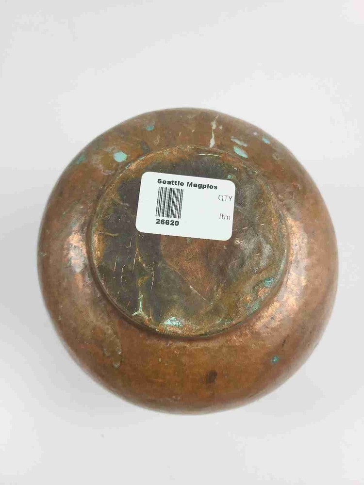 Vintage Hammered Copper Pot Kettle Cauldron With Handle
