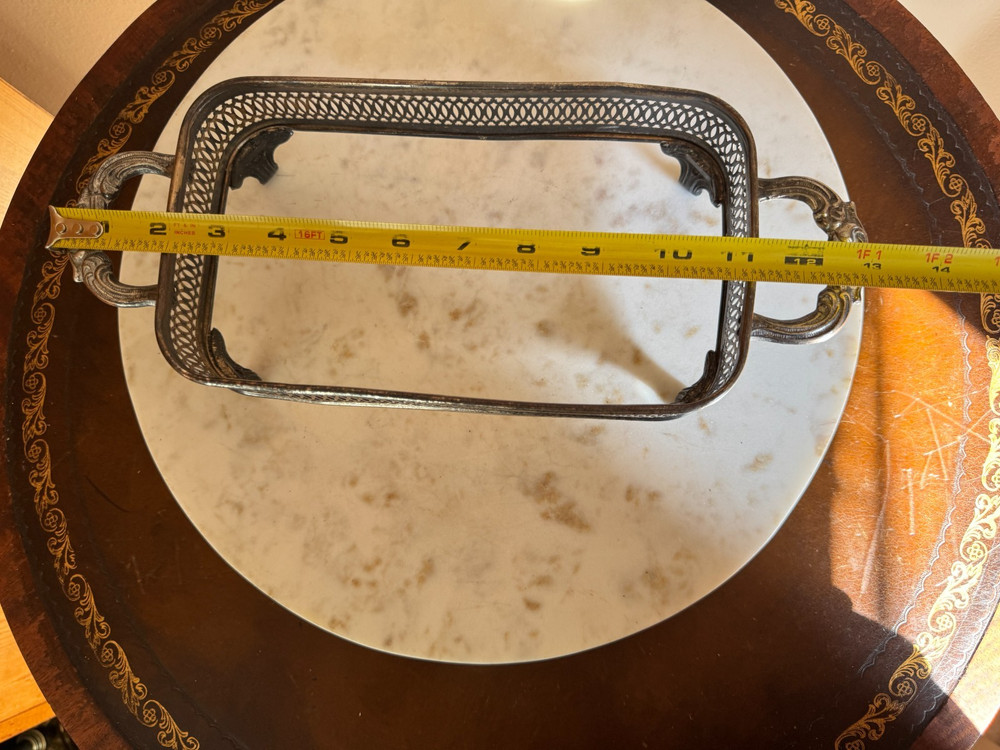 Vintage silver plate footed casserole dish holder