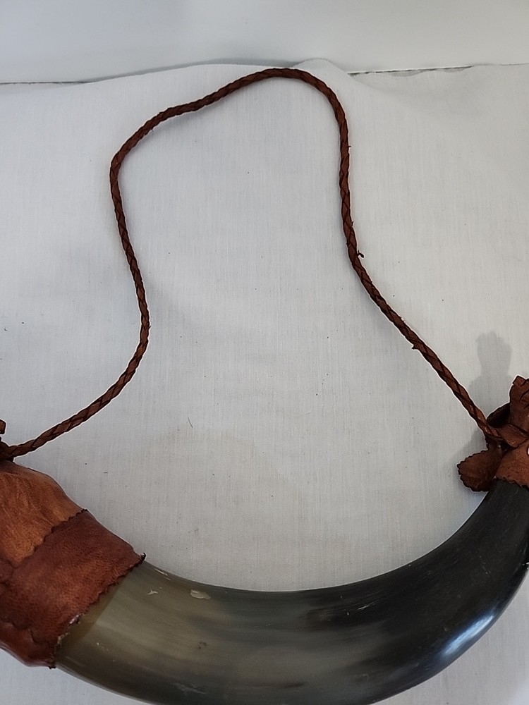 Gun Powder Horn Muzzleloader Reenactment Mountain Man Rendezvous LEATHER Plastic