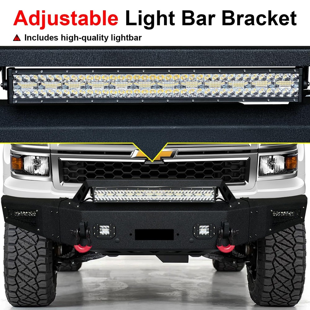 Front Bumper for 2014-15 Silverado 1500 Winch Plate Sensor Hole D-Ring LED
