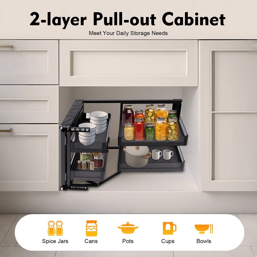 Blind Corner Cabinet Pull Out for 14" Organizer Kitchen Corner Cabinet Pull Out