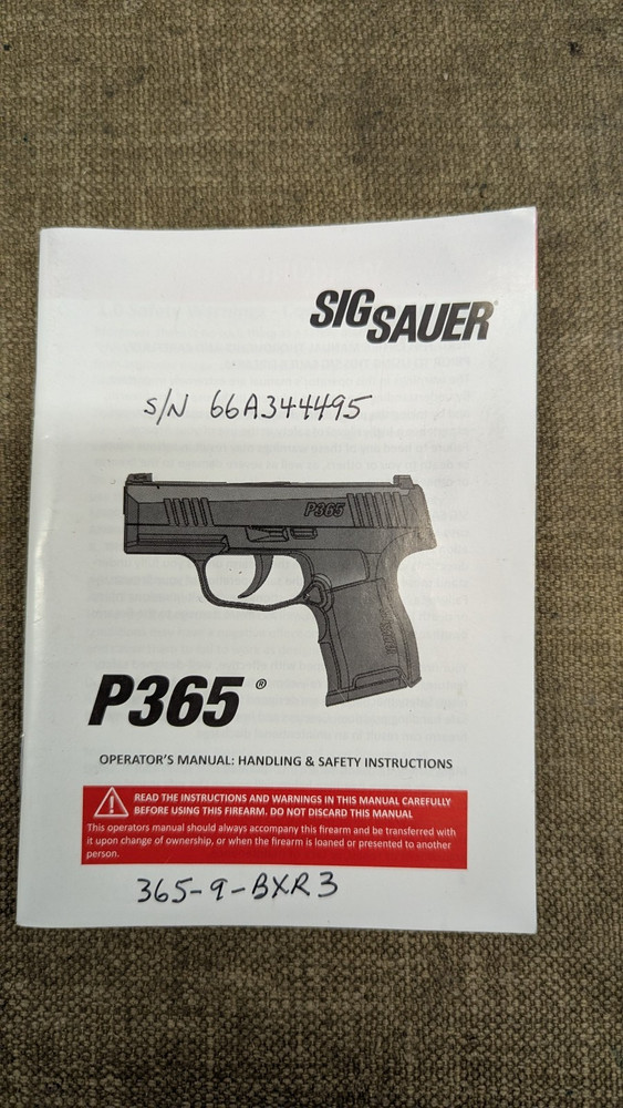 Instruction Manual, Sig Sauer P365 Manual