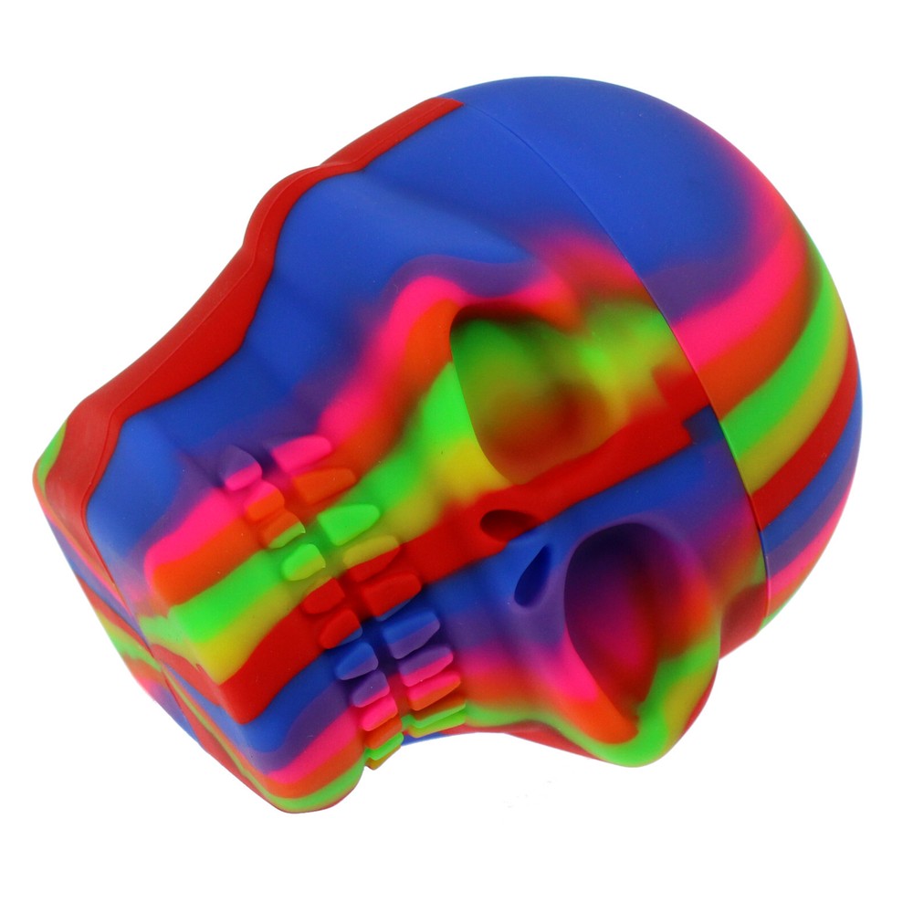 1pc Silicone Container 500ml Skull Shape Large Storage Jar Rainbow Color