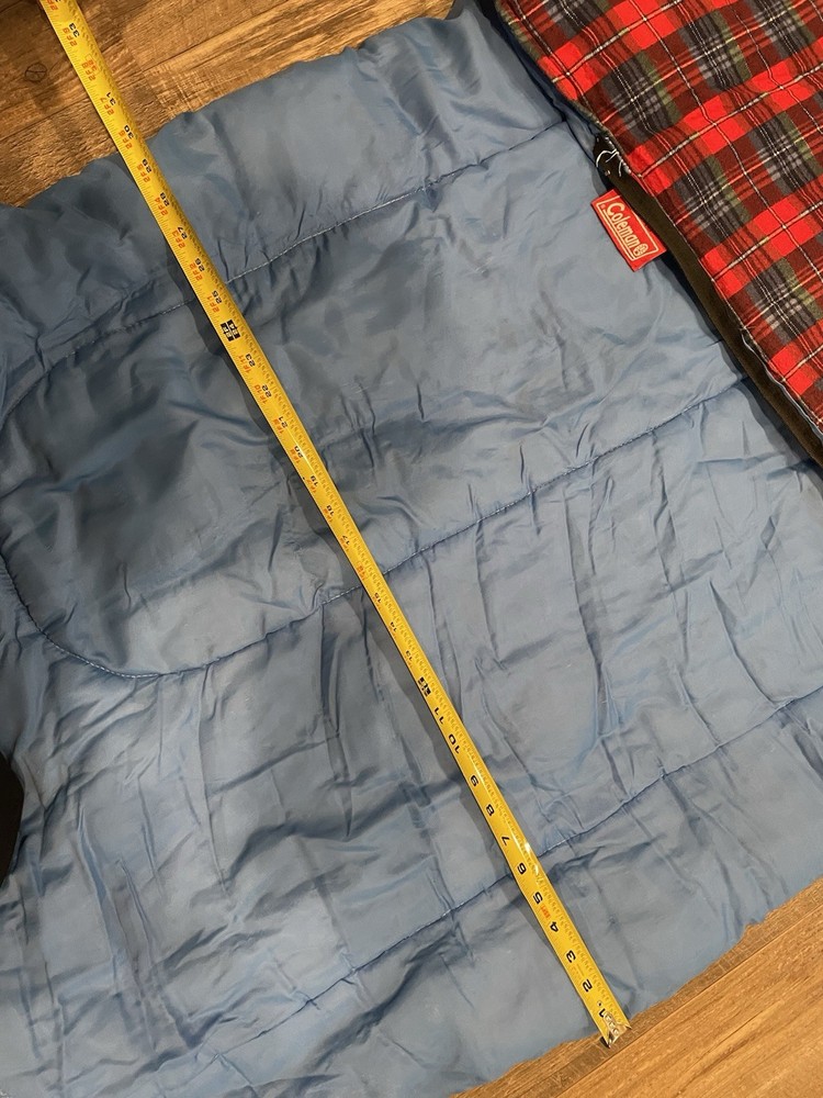 Vintage Blue Coleman Sleeping Bag Plaid Red Inside NL