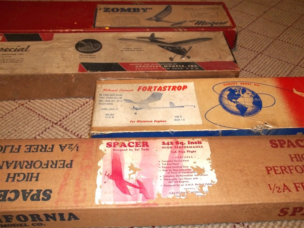 Vintage Model Airplane (4) Free Flight Kit-- BOXES ONLY