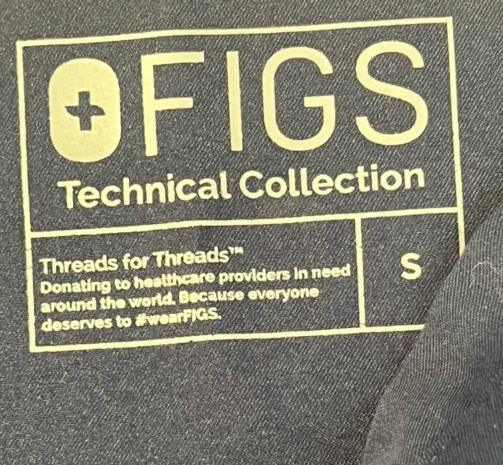 Figs Technical Collection Dark Blue Short Sleeve Scrub Top Size Small