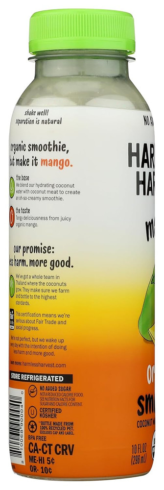 , Organic Mango Coconut Smoothie, 10 Fl Oz Bottle