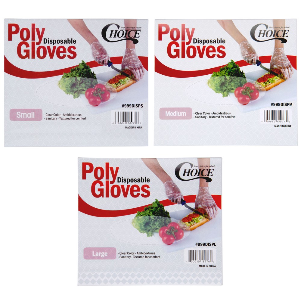 Poly PE Gloves Textured Food Grade Small Medium Large