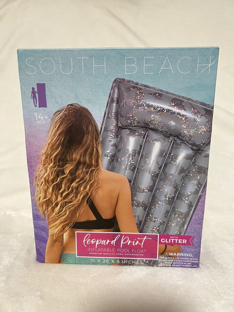 South Beach Tropical Collection Leopard glitter inflatable Pool Float