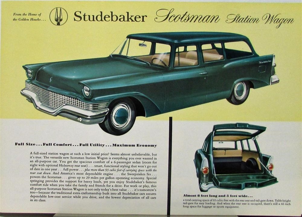 1958 Studebaker Scotsman Station Wagon Color Data Sheet Original