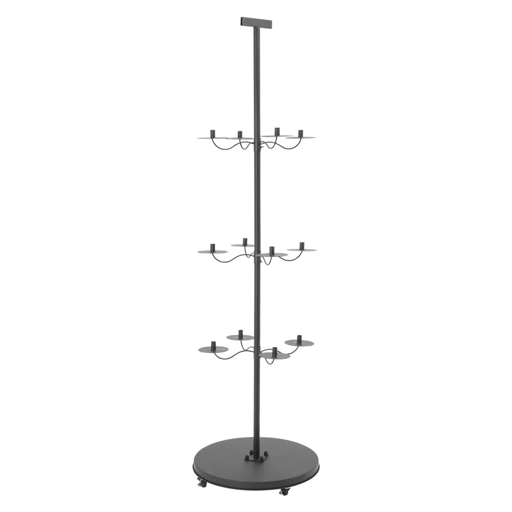12-Head Adjustable Wig Display Stand with Lockable Wheels - Modern Iron Design
